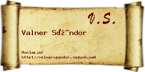 Valner Sándor névjegykártya
